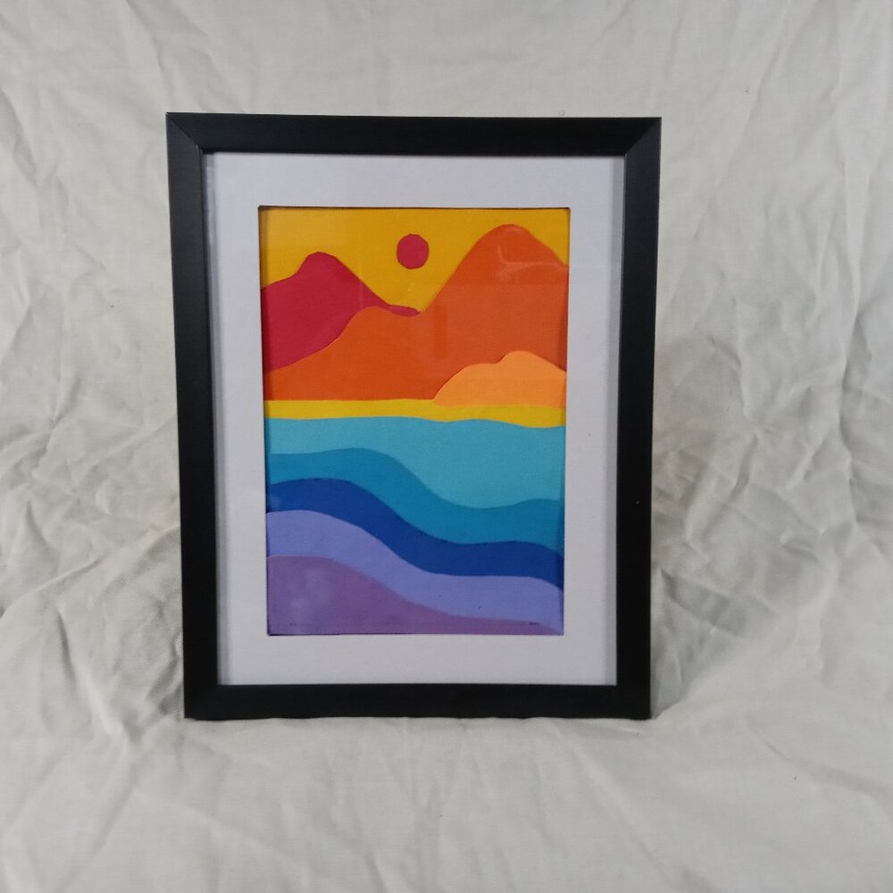 *NEW* Handmade Framed Boho Colorful Landscape 3D Art/ Artwork